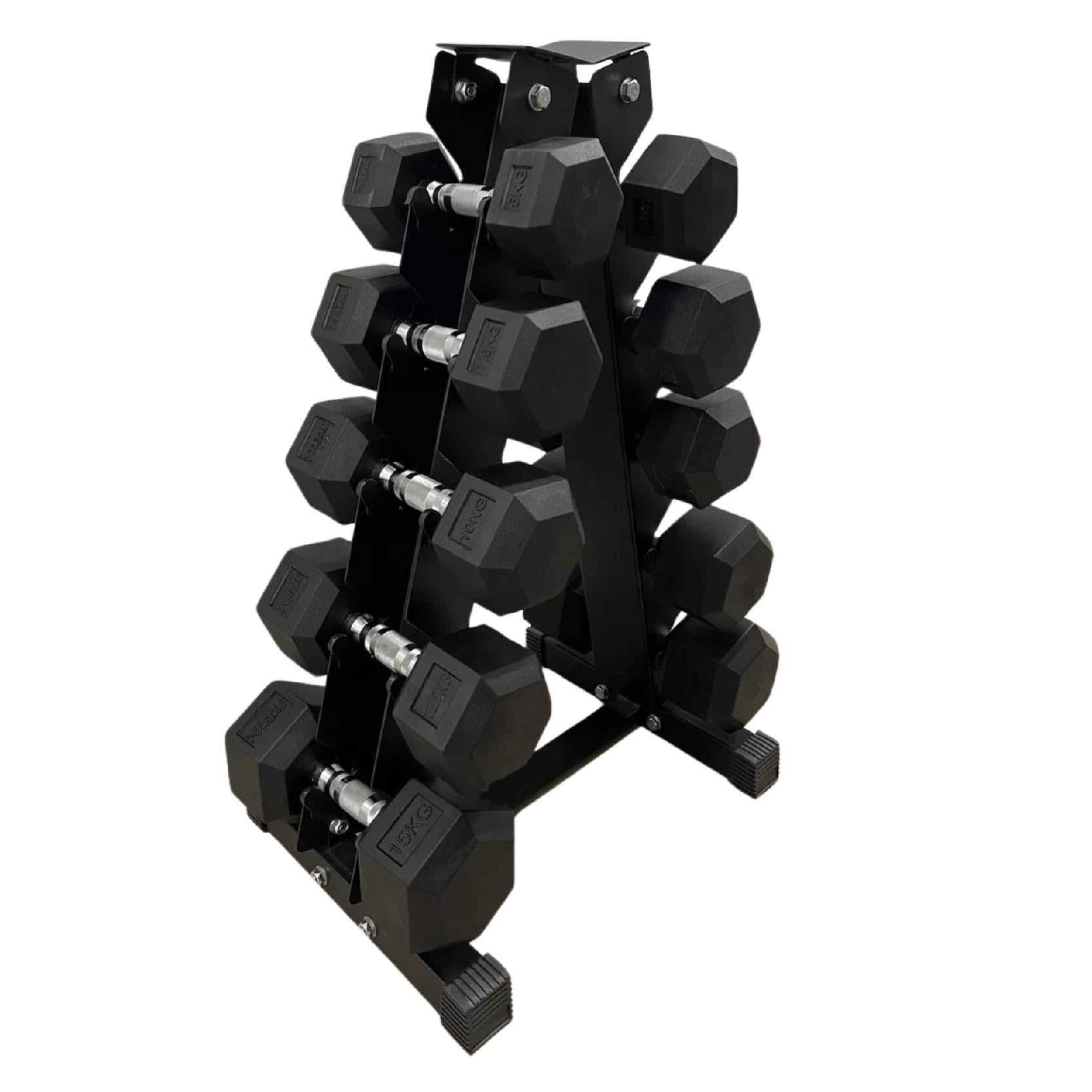 Hex Dumbbells 2.5 kg–60 kg Pairs & Sets – Rubber‑Coated Anti‑Roll Weights with Knurled Chrome Handles – Complete Strength Training Range for Home & Studio Gym