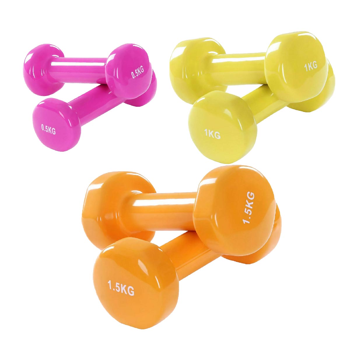 Multi-Color Neoprene Vinyl Dumbbell Set – Anti-Roll Hex Design, Sweat-Resistant Grip, Ideal for Strength Training & Home Gym Workouts