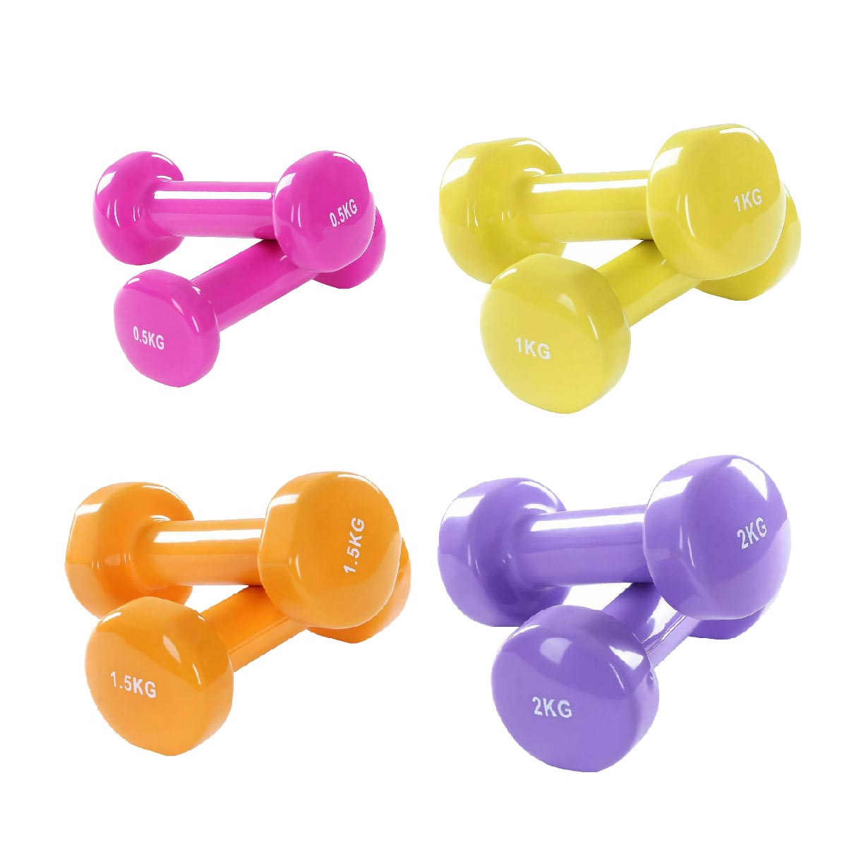 Multi-Color Neoprene Vinyl Dumbbell Set – Anti-Roll Hex Design, Sweat-Resistant Grip, Ideal for Strength Training & Home Gym Workouts