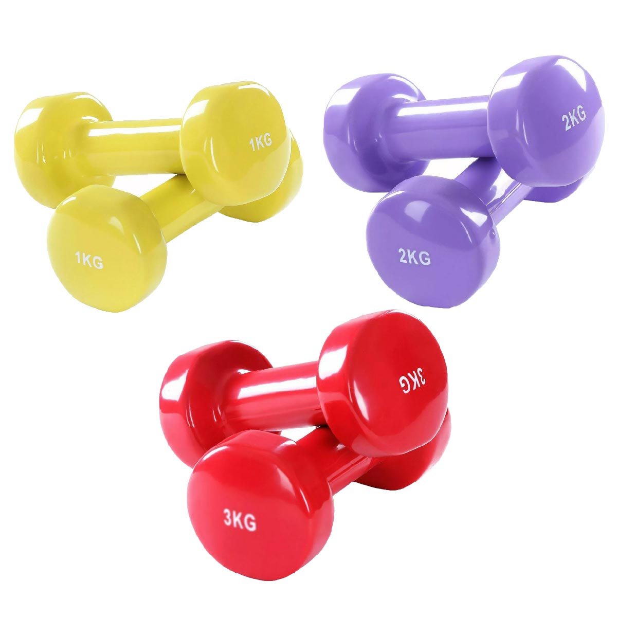 Multi-Color Neoprene Vinyl Dumbbell Set – Anti-Roll Hex Design, Sweat-Resistant Grip, Ideal for Strength Training & Home Gym Workouts