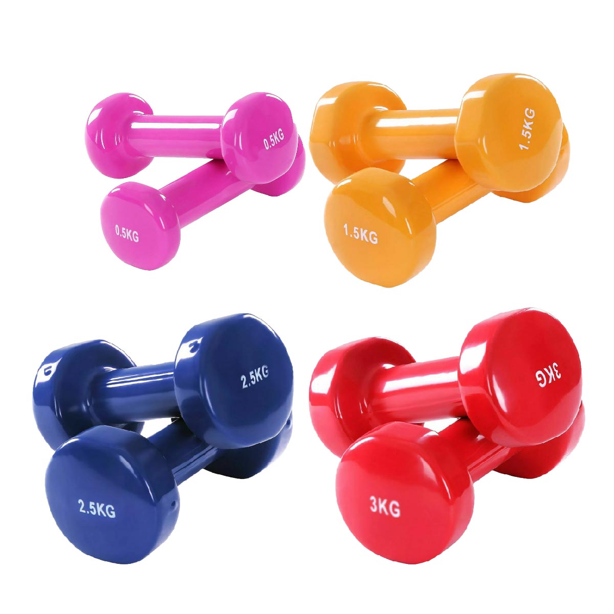 Multi-Color Neoprene Vinyl Dumbbell Set – Anti-Roll Hex Design, Sweat-Resistant Grip, Ideal for Strength Training & Home Gym Workouts