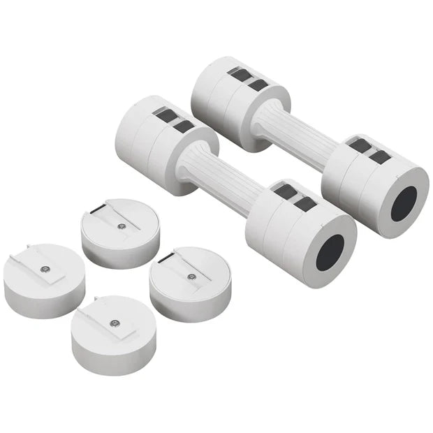 Set of white dumbbells on a white background