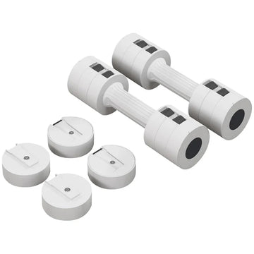 Set of white dumbbells on a white background