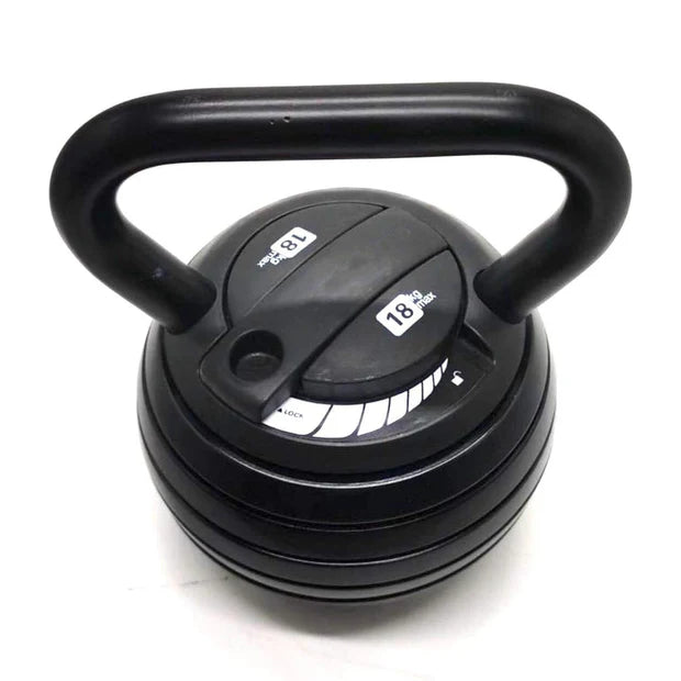 Black adjustable dumbbell on a white background