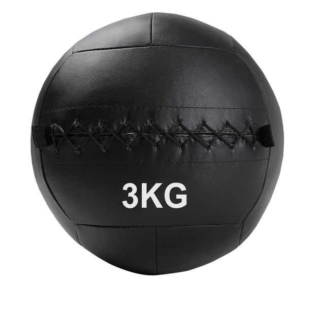 Black 9KG medicine ball on a white background