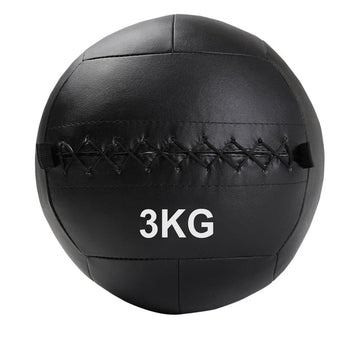 Black 9KG medicine ball on a white background