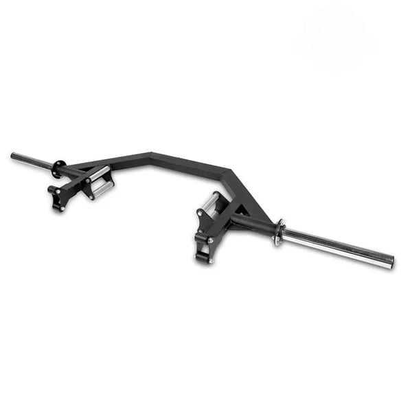Black and silver cable machine gym equipment on a white background