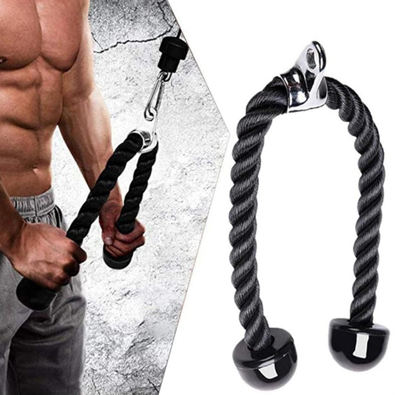 Home Gym Cable – Heavy-Duty Steel & Rubber Handles | Lat Bar, Tricep Rope, V-Bar, Ankle Strap | Multi-Use Strength Training Tools