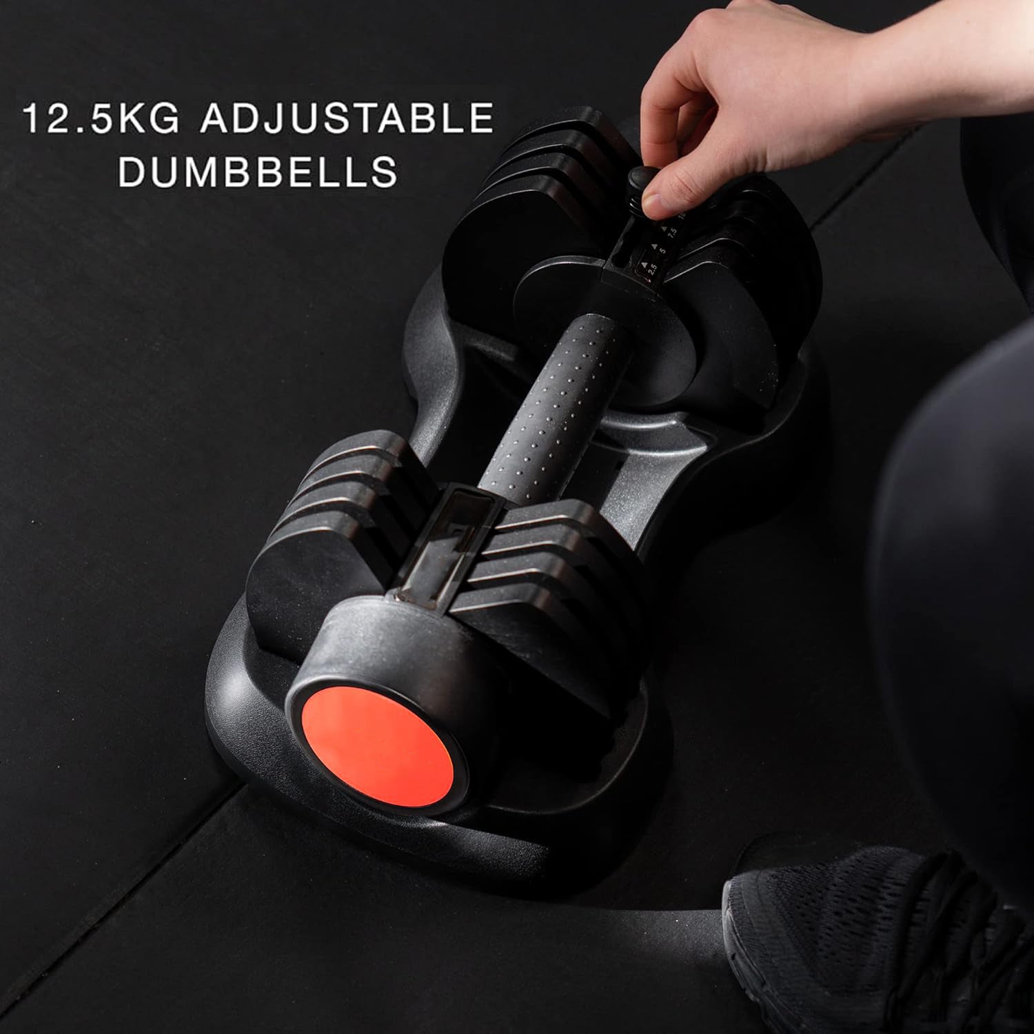 12.5kg Adjustable Dumbbell Pair – 5-in-1 Set with Safety Lock & Quick Dial | Full-Body Strength Training for Home Gym & Compact Spaces