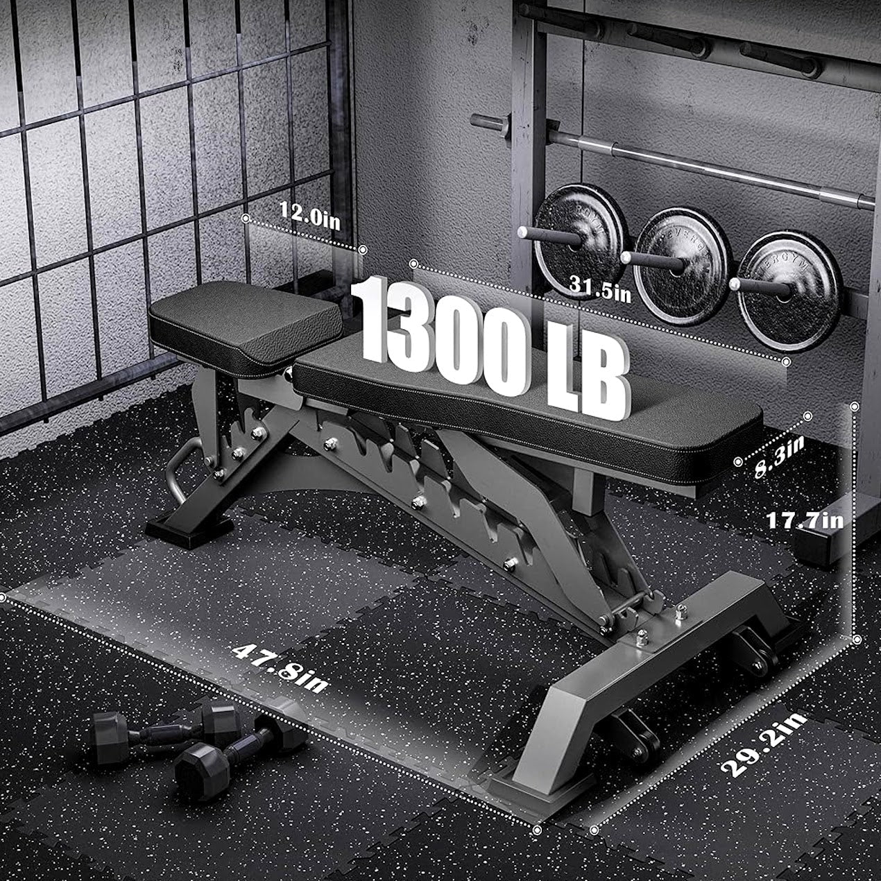 Adjustable Weight Bench for Home Gym – 9 Position Incline, 450kg Load, Heavy-Duty Steel Construction for Full-Body Strength Workouts
