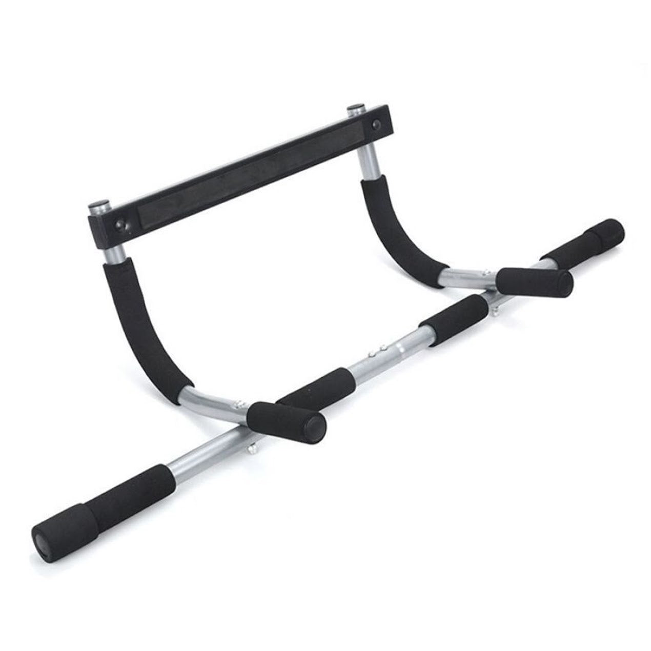 No Screw Door Pull Up Bar – Heavy Duty Steel Frame with Non Slip Grips for Upper Body Workouts in Home Gym Spaces