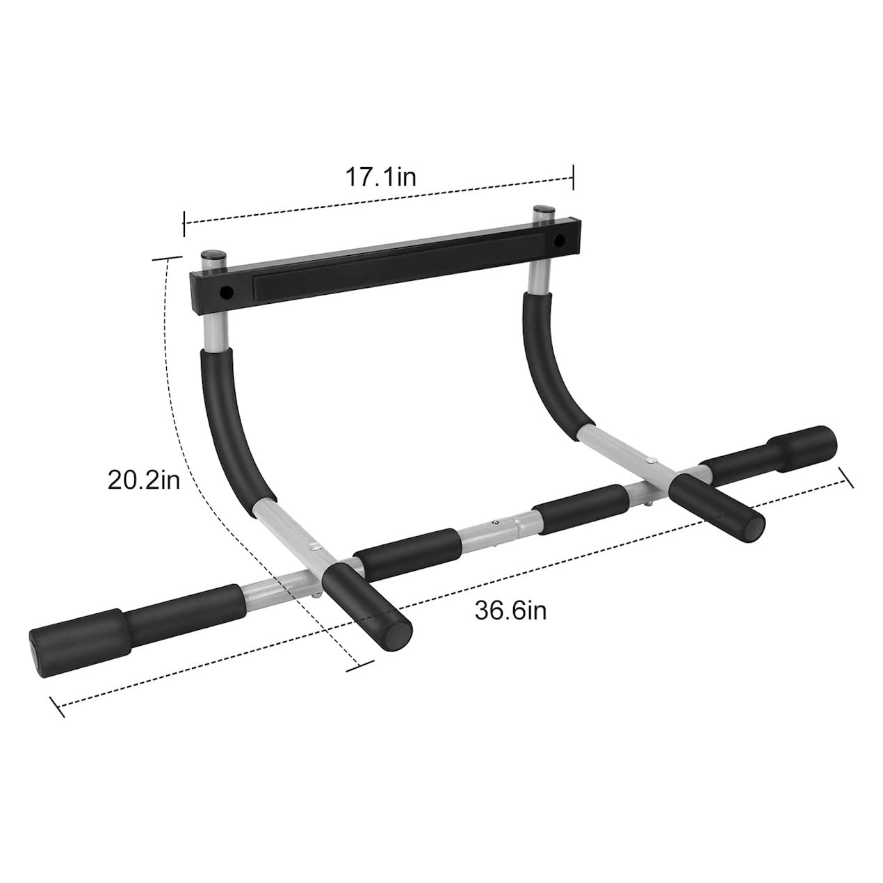 No Screw Door Pull Up Bar – Heavy Duty Steel Frame with Non Slip Grips for Upper Body Workouts in Home Gym Spaces