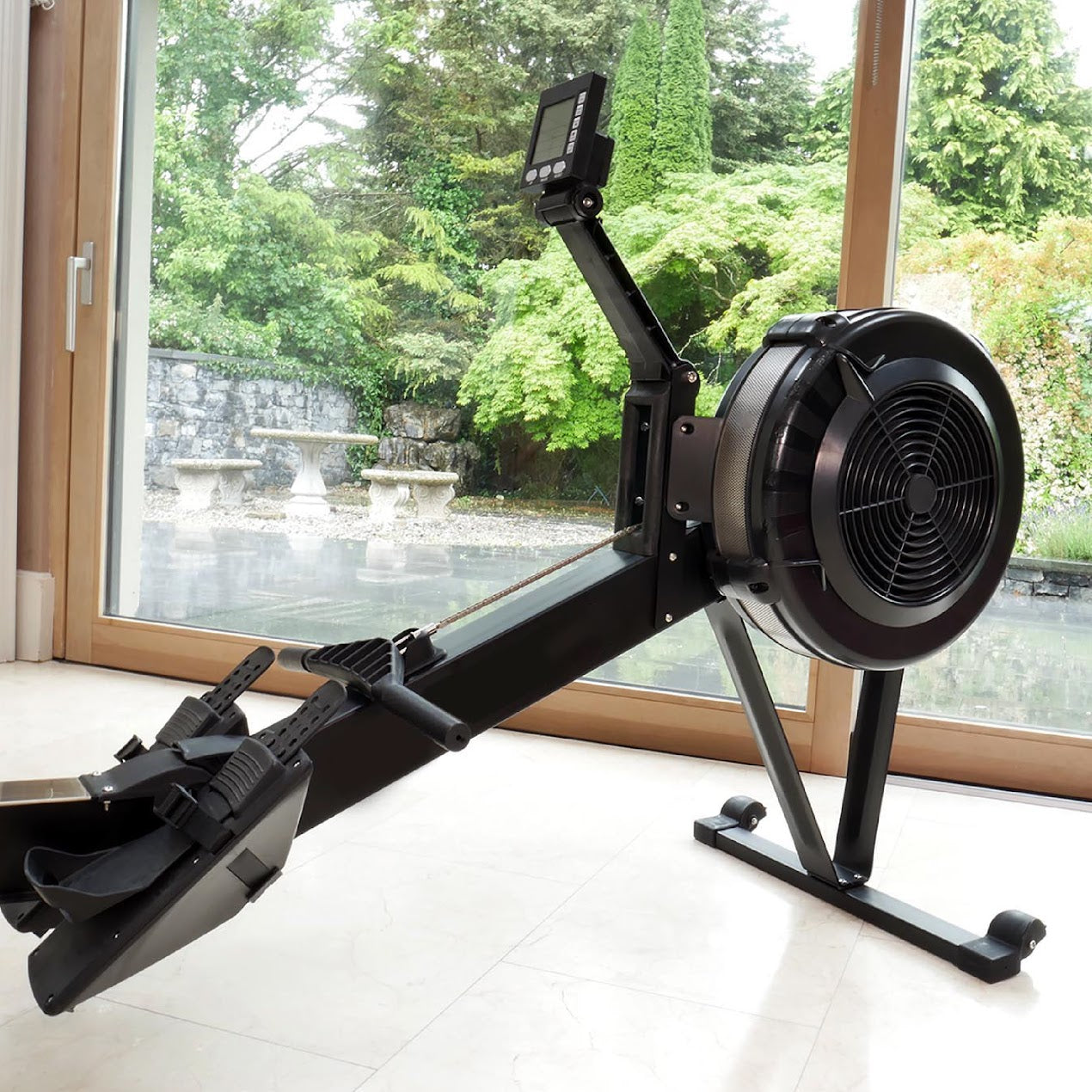 Foldable Air Resistance Rowing Machine – 10-Level Silent Rower with Aluminum Frame, Smart Display & Ergonomic Seat for Full-Body Home Workouts