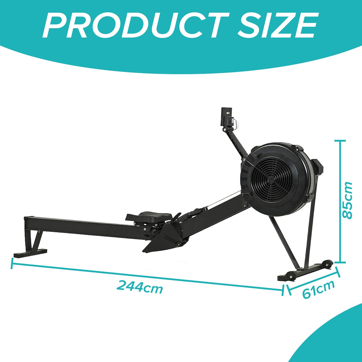 Foldable Air Resistance Rowing Machine – 10-Level Silent Rower with Aluminum Frame, Smart Display & Ergonomic Seat for Full-Body Home Workouts