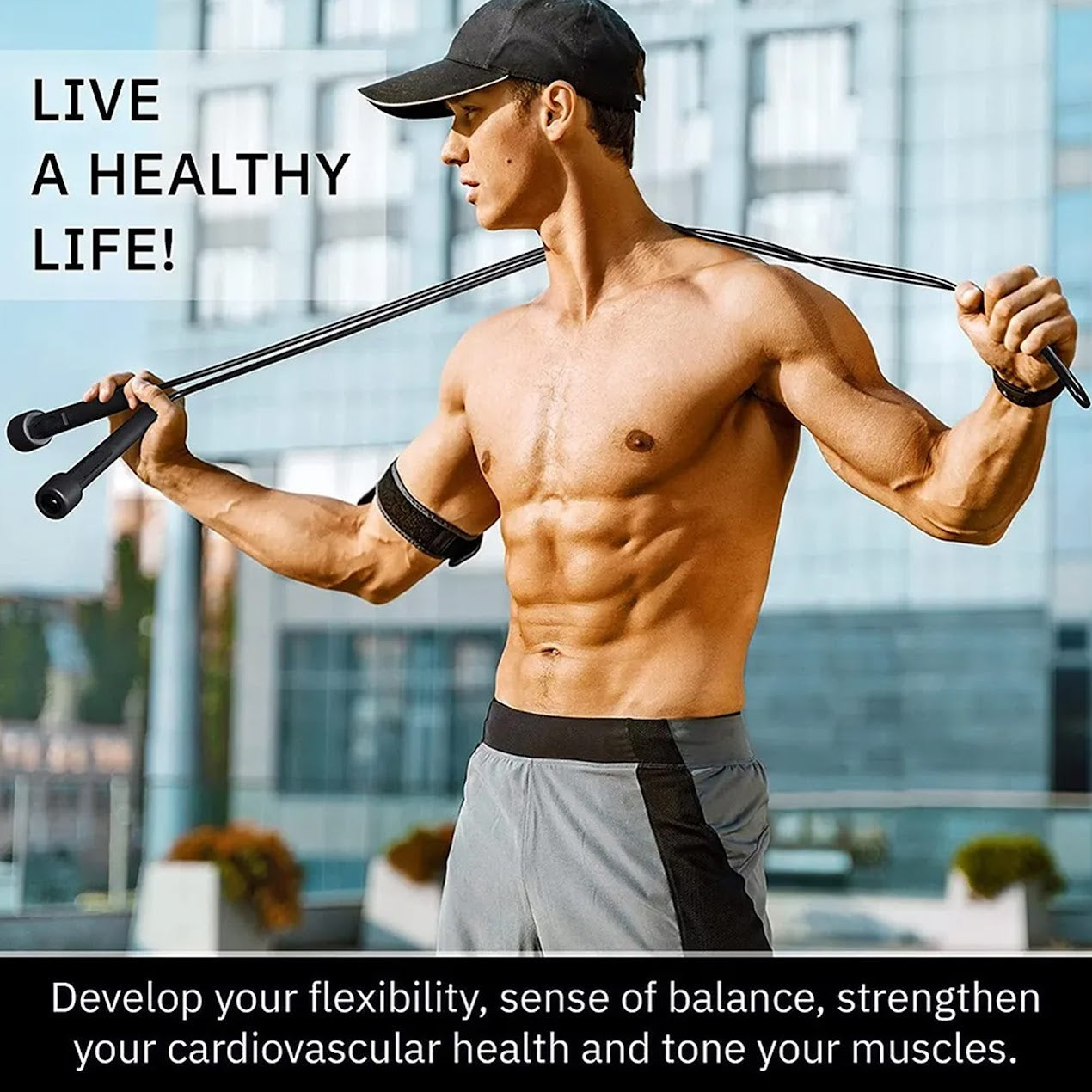 Adjustable Black Skipping Rope – Durable PVC Cord, Ergonomic Non-Slip Handles – Ideal for Cardio, HIIT, and Home Fitness Workouts