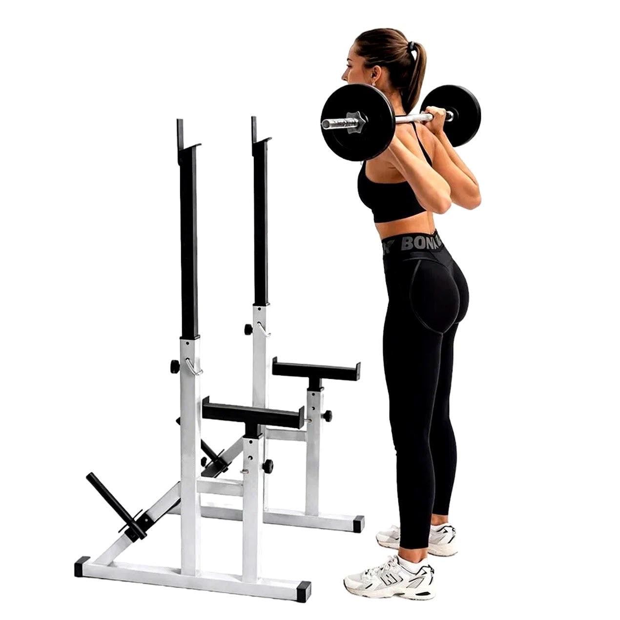 Heavy-Duty Adjustable Squat Rack with Bench Press Support – Steel Frame, Dip Handles, 400kg Capacity – Strength Training for Home Gyms
