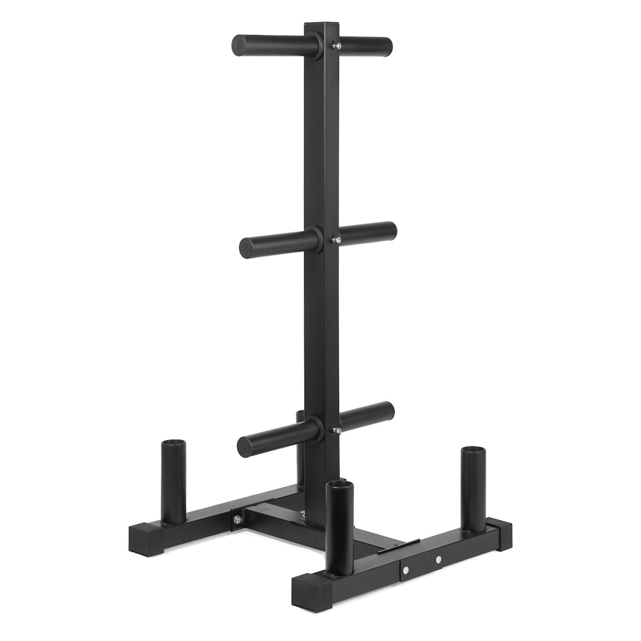 Olympic Weight Plate Tree with Barbell Holder – 3-Tier Steel Rack, 200kg Load, Space-Saving & Scratch-Resistant Design for Compact Home Gym Storage